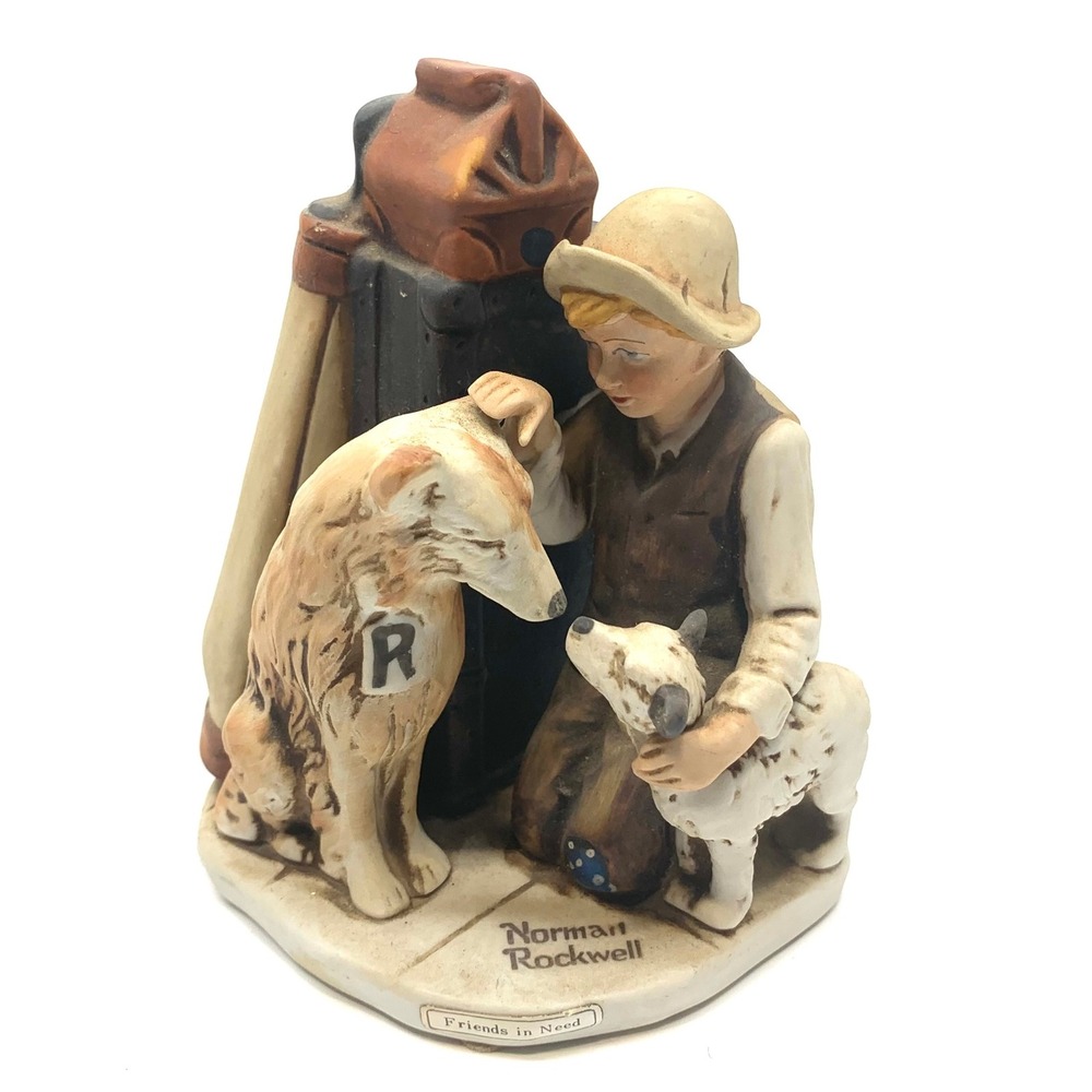 Norman Rockwell Friends‎ in Need Figurine Boy Dog Lamb 1974